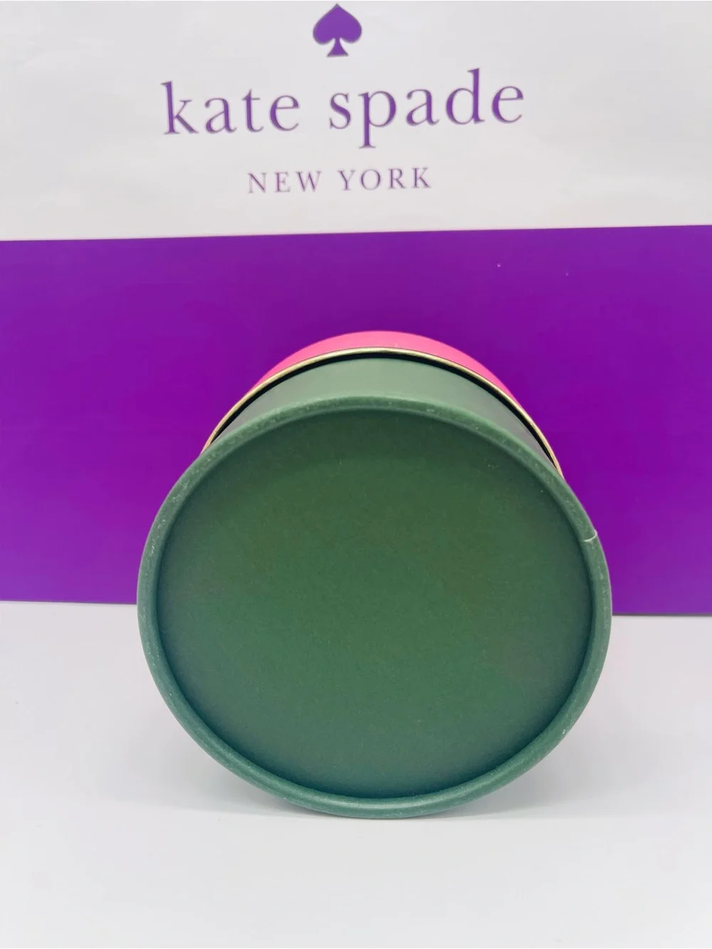 kate spade Pink and Forest Green Round Gift Boxe New
